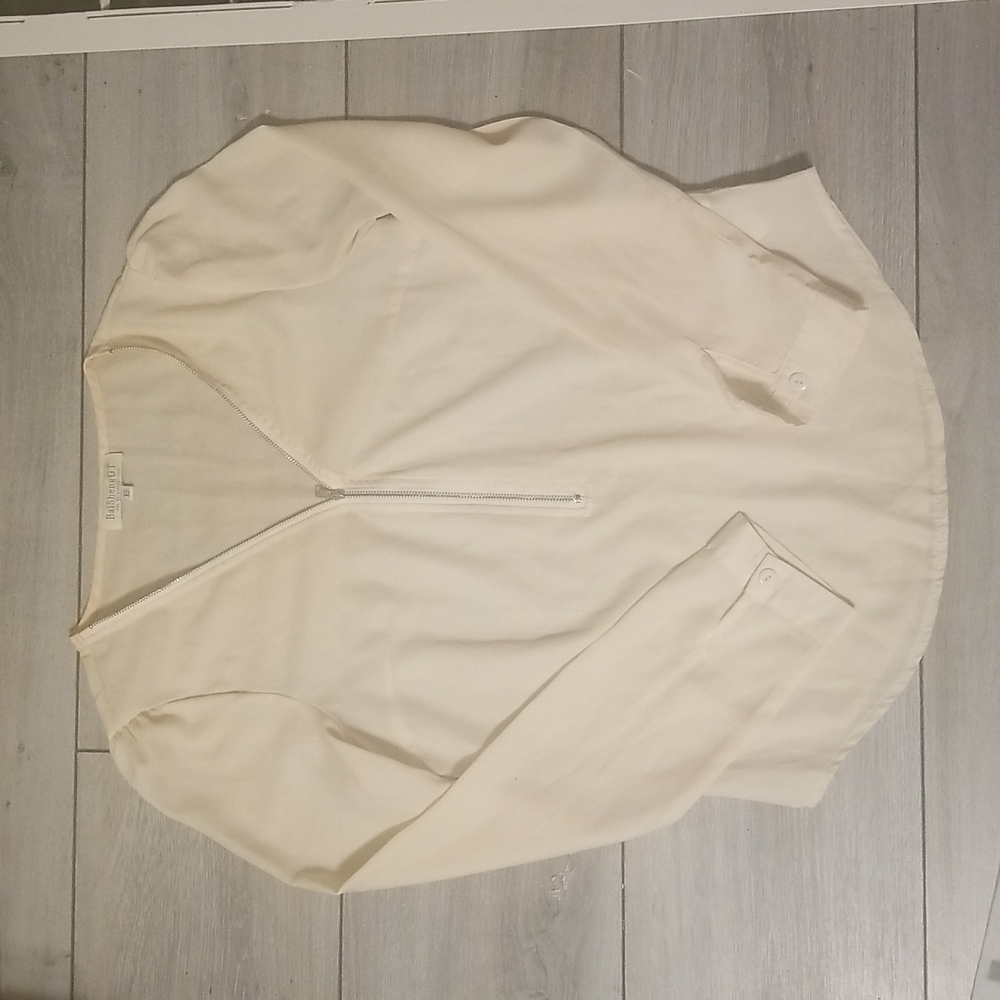 Cream Zip Up Blouse